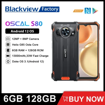 Blackview Oscal S80 13000 мАч Прочный Смартфон 6 ГБ 128 ГБ 33 Вт Быстрая Зарядка Мобильного телефона с экраном 6,58 дюйма Android 12 NFC Мобильный Телефон