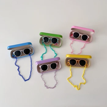 Коробка для детских очков, цепочка для солнцезащитных очков ярких цветов, универсальный набор для путешествий, солнцезащитные очки для мальчиков и девочек, аксессуары для фотосъемки.