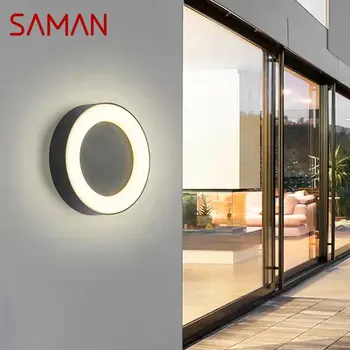 Современный настенный светильник SAMAN Outdoor, простые светодиодные винтажные бра, водонепроницаемые круглые для декора балкона, коридора, внутреннего двора